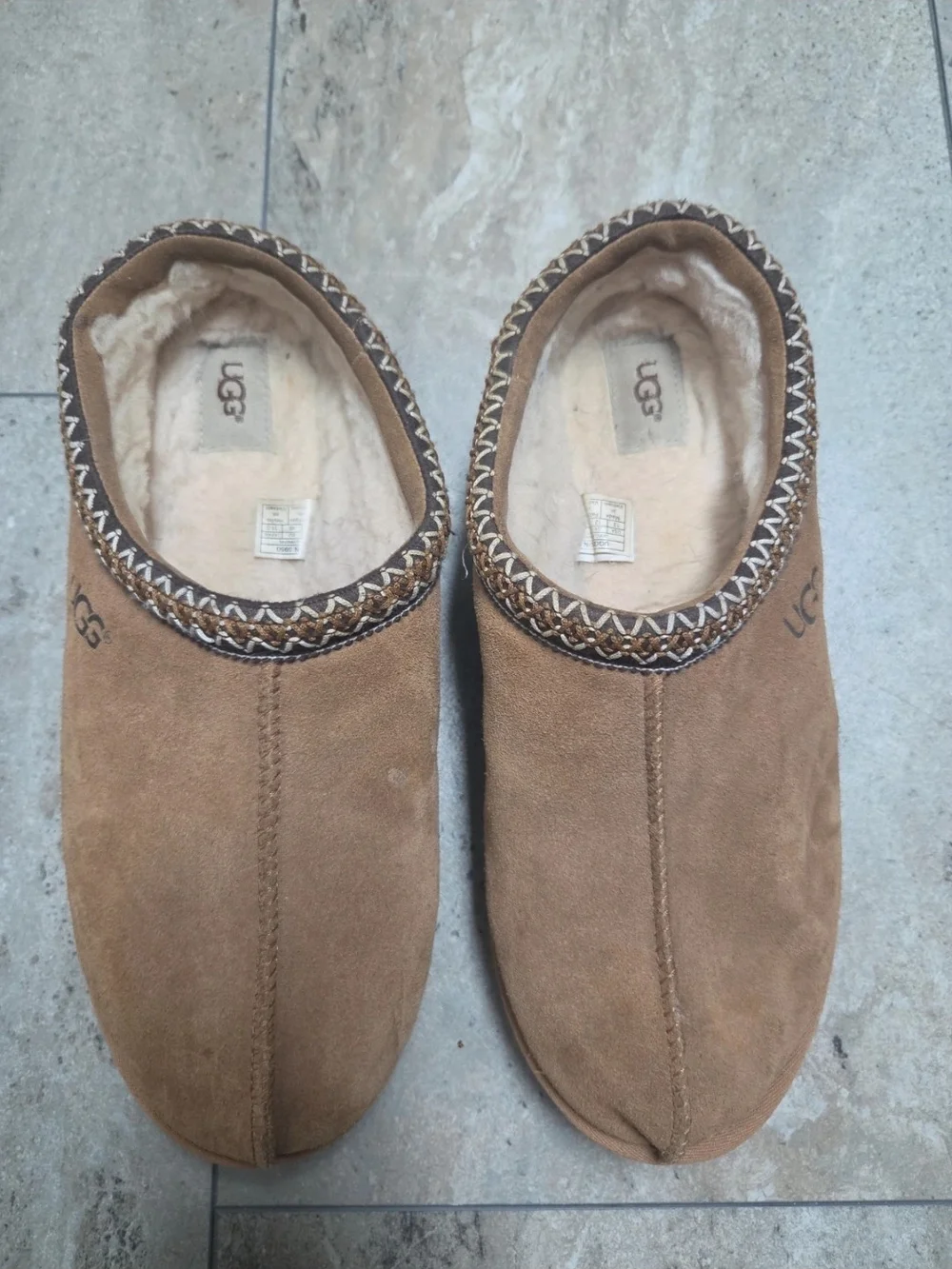 UGG Men's Chestnut Suede Shearling Lined Slip-On Slippers